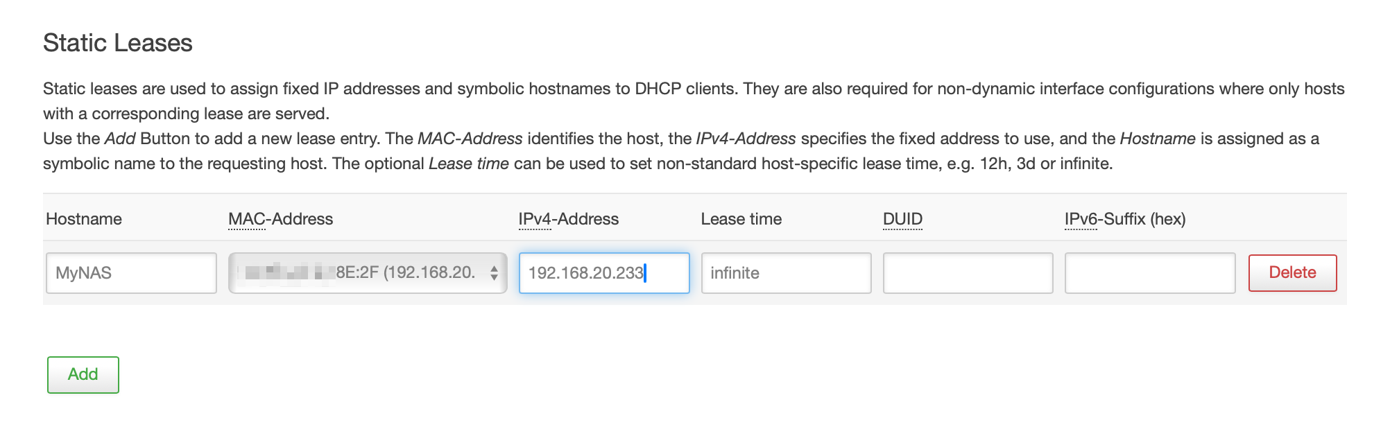DHCP Static Leases Rules