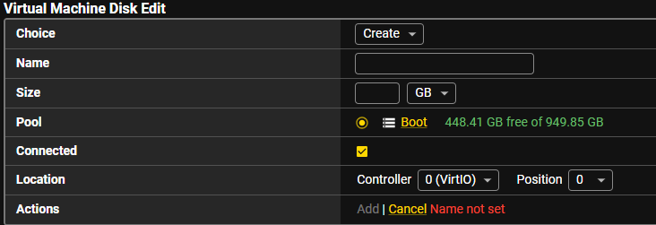 Add Disk — Pool options