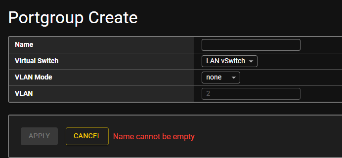 Create Portgroup form