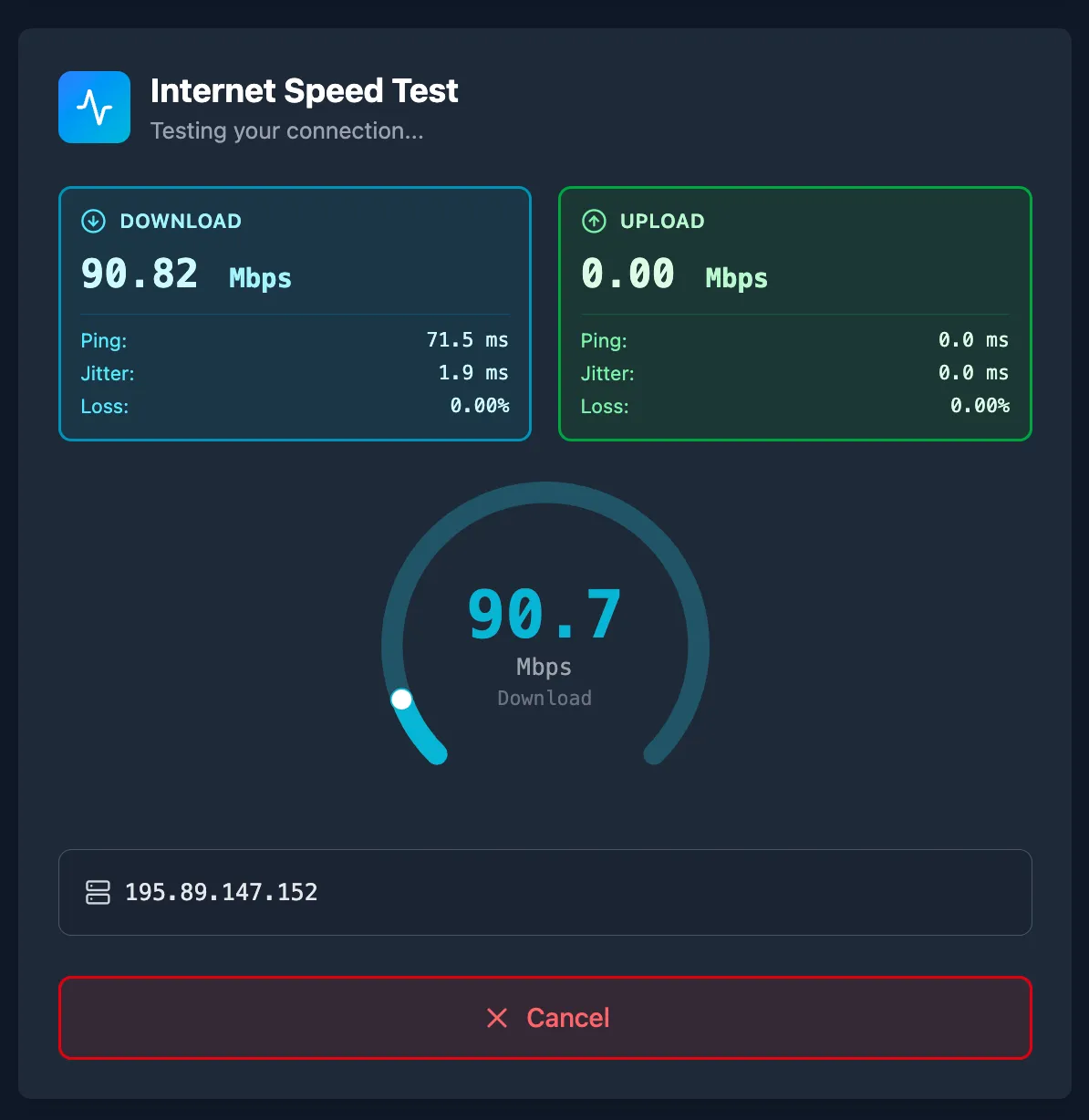 Internet Speed Test Interface